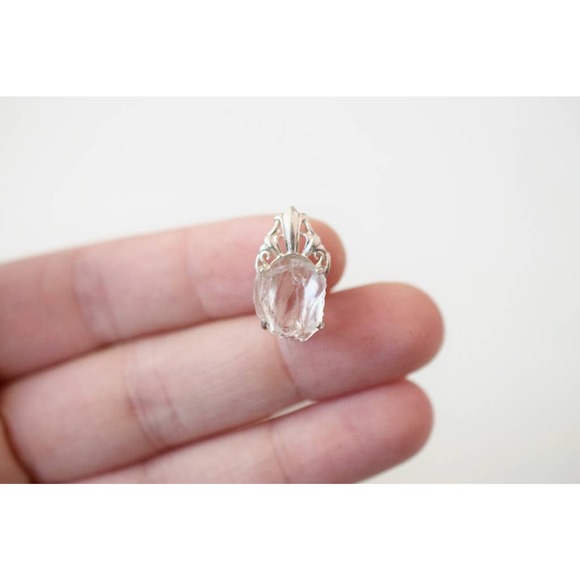 Sterling Silver Raw Alternative Diamond pendant, charm - Picture 1 of 2